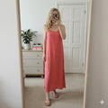 Elegant Coral Pink Slip Dress with Adjustable Straps, BNWT, size M, summer