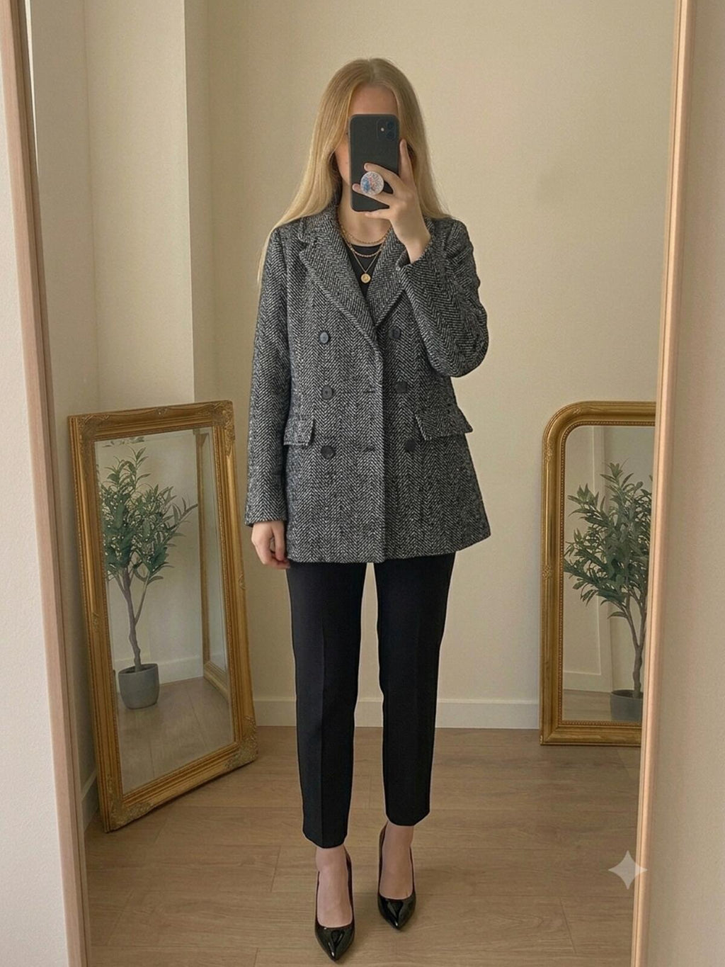 Thought Women's Wool Blend Herringbone Coat Size UK 14, tailored, sustainable