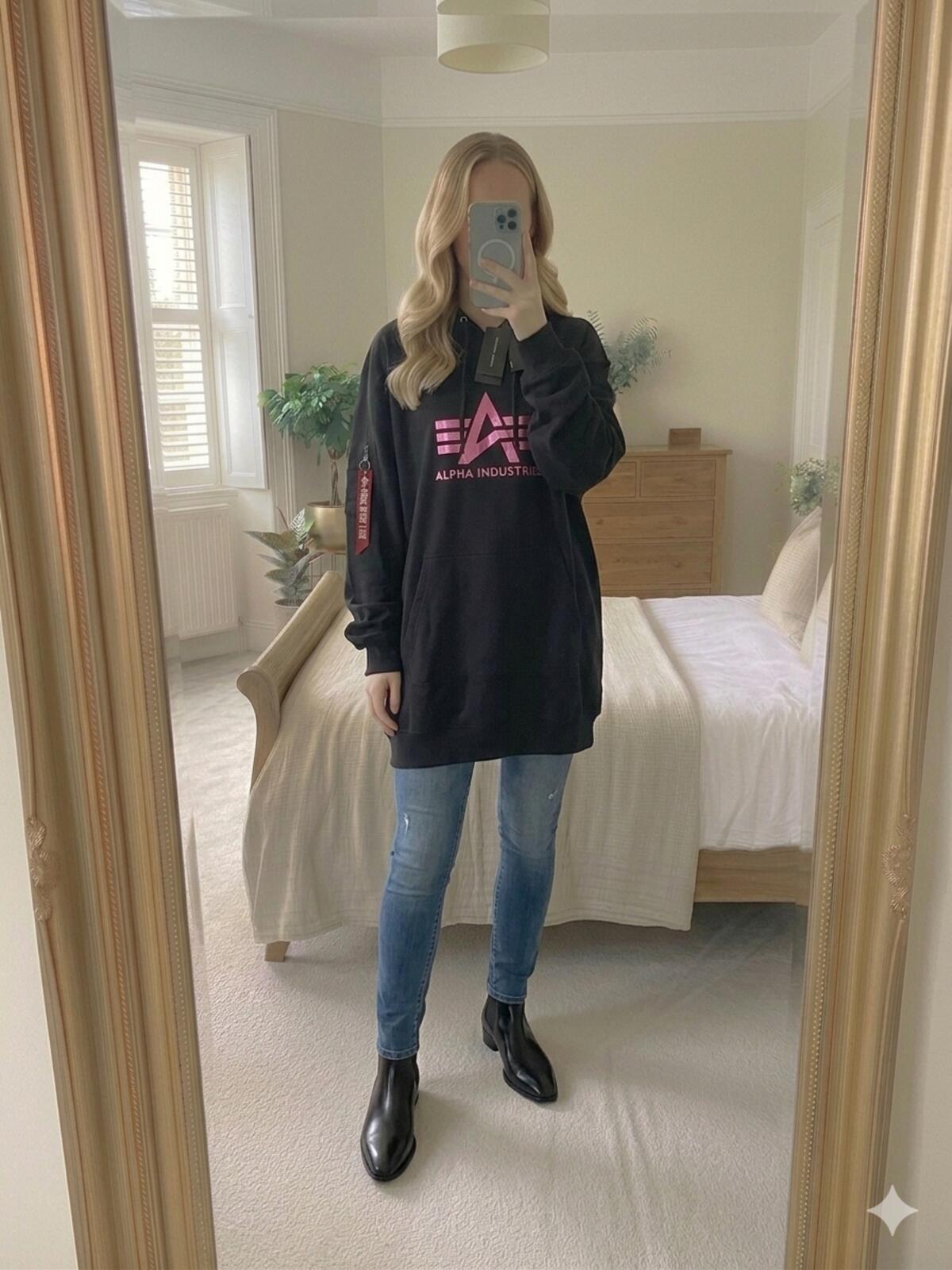 Alpha Industries "Big A" Hoodie,  Holographic Logo, Designer Size M rrp £110