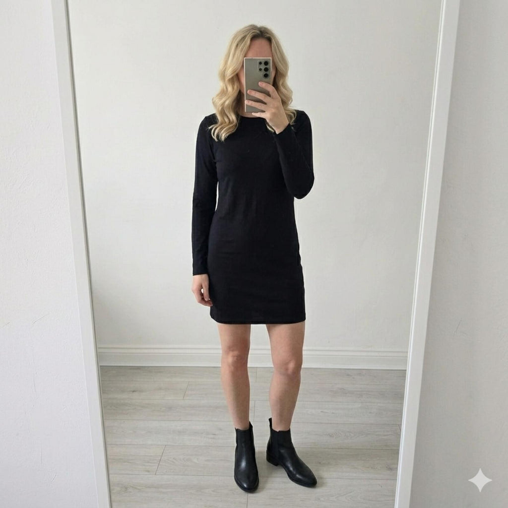 Albaray Black Short Jersey Dress, BNWT, Size 14,  rrp £69, Sustainable Tencel