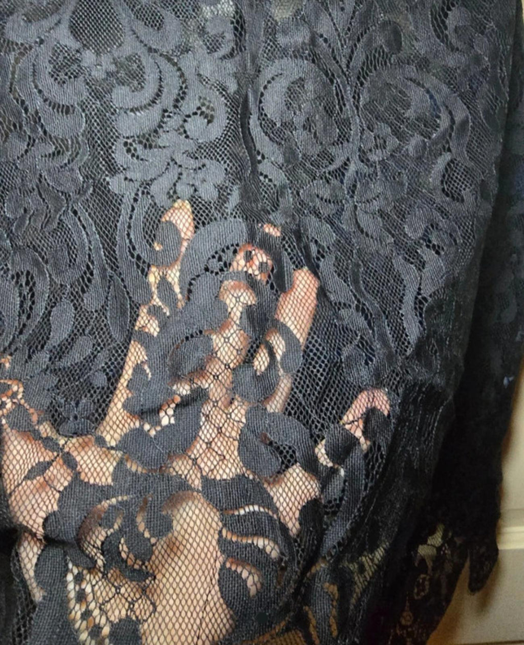 Elie Tahari Black and Blue Lace Sleeveless Top, luxury, designer, size M