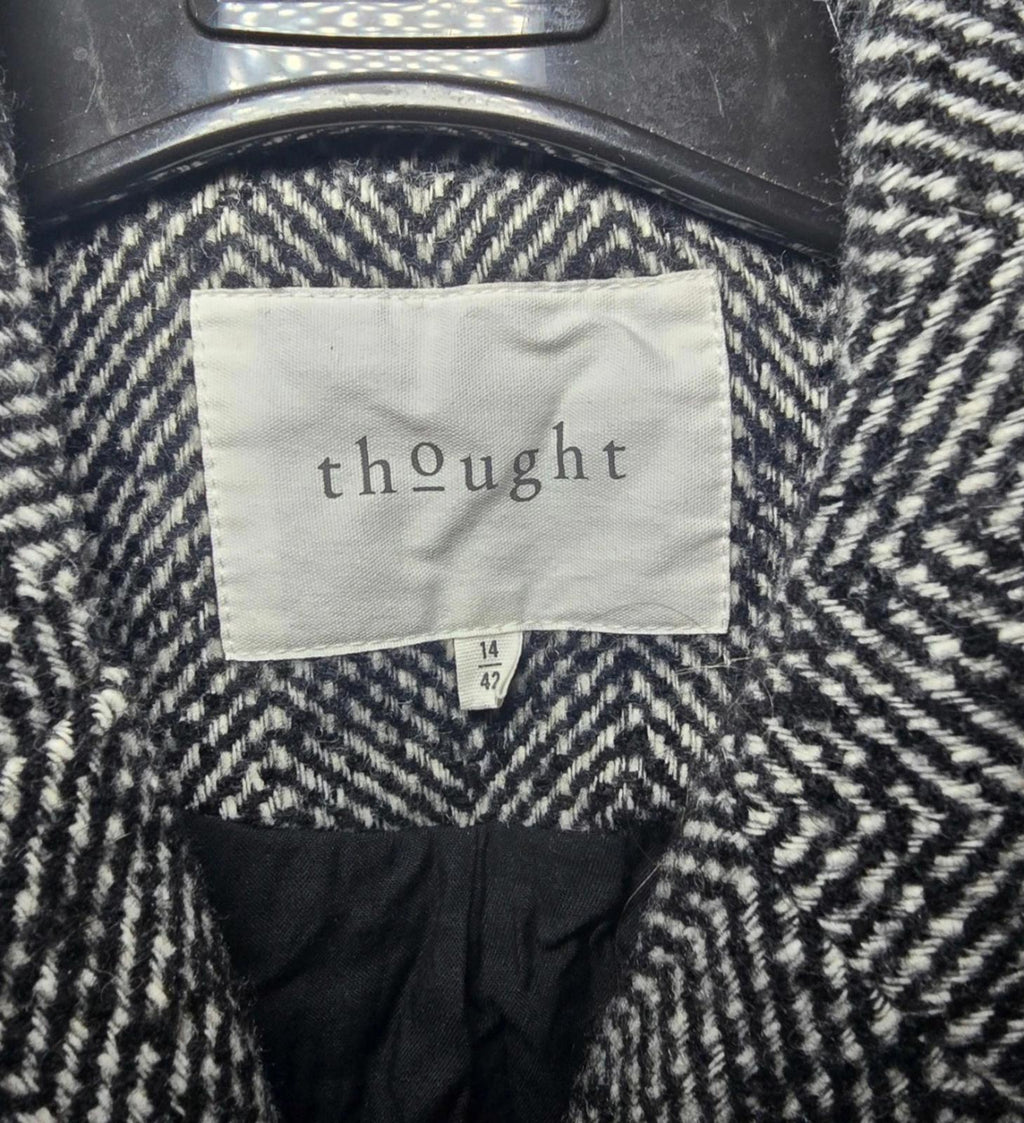 Thought Women's Wool Blend Herringbone Coat Size UK 14, tailored, sustainable