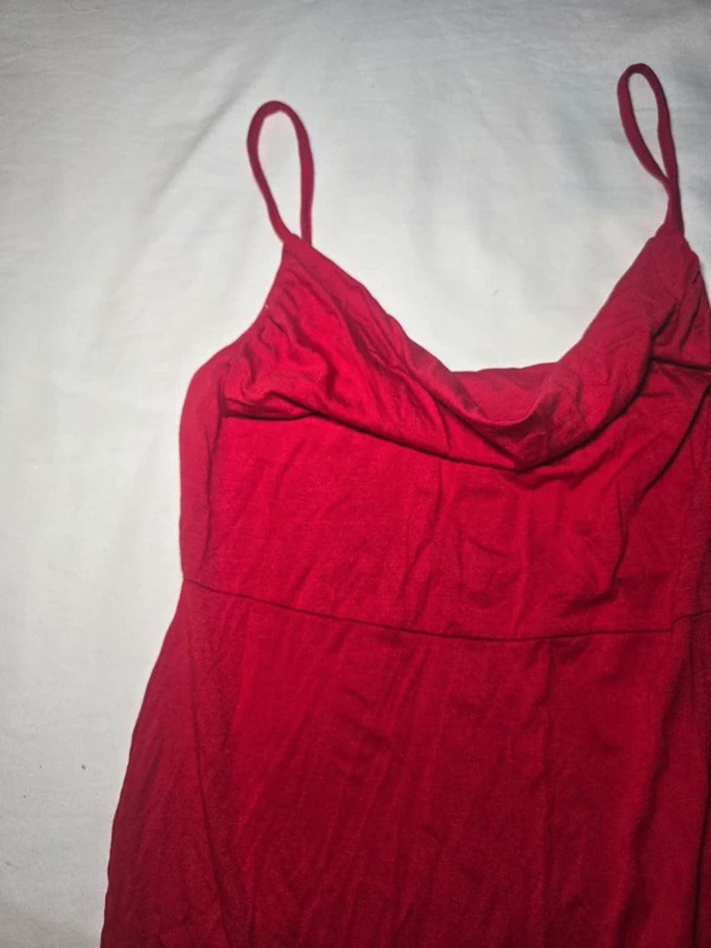Asos Design Red cowl neck strappy midi jersey bodycon dress, size 10, bnwt