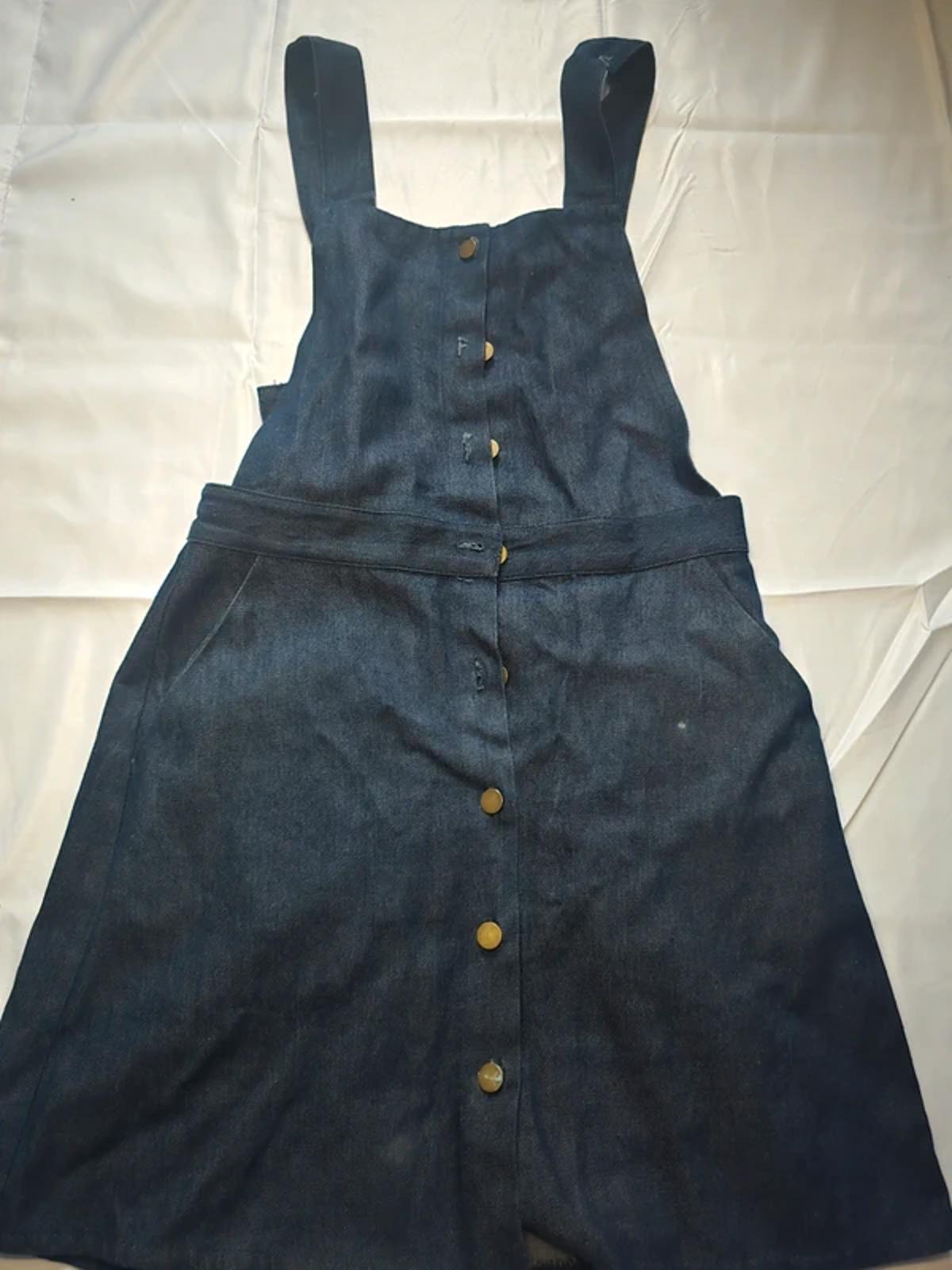 Goldie Dark Denim Pinafore Mini Dress, size 8, seen on many influencers