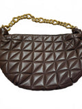 Zara leather quilted chocolate brown shoulder bag with gold chain, used once