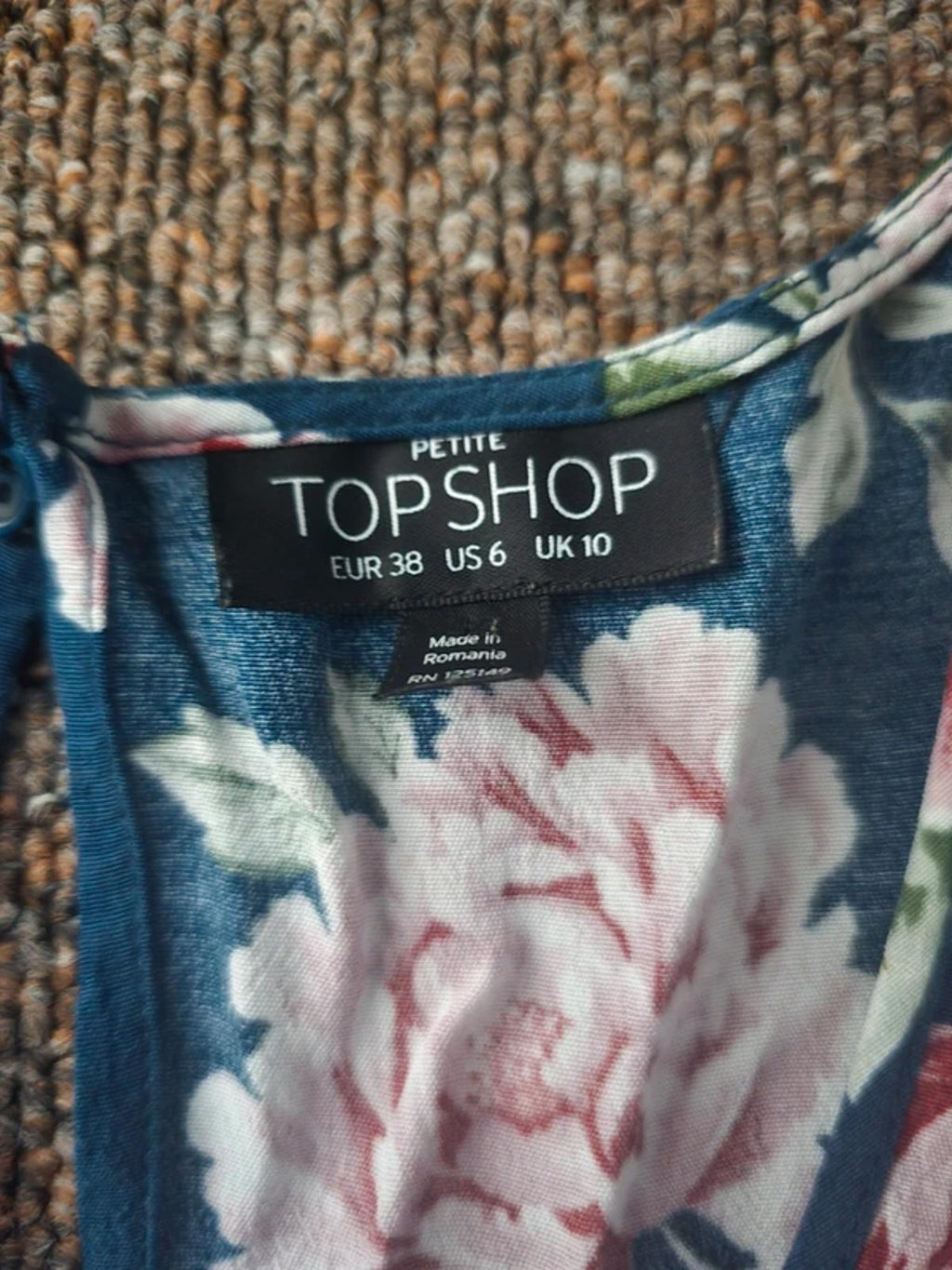 Topshop long sleeve floral print playsuit, romper, size 10, petite, summer, faux wrap