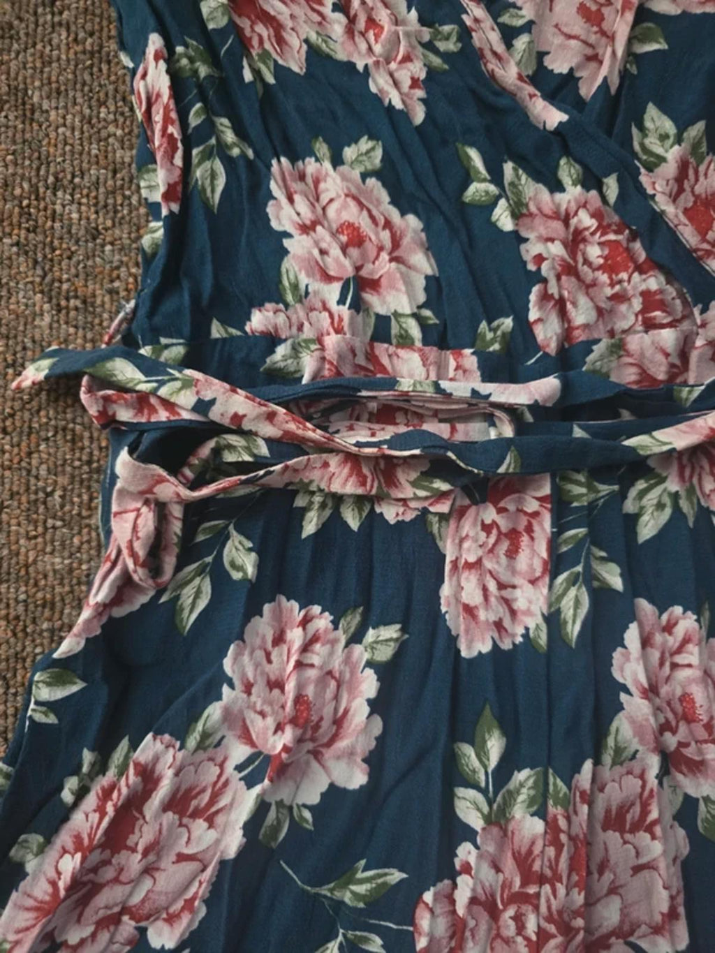 Topshop long sleeve floral print playsuit, romper, size 10, petite, summer, faux wrap
