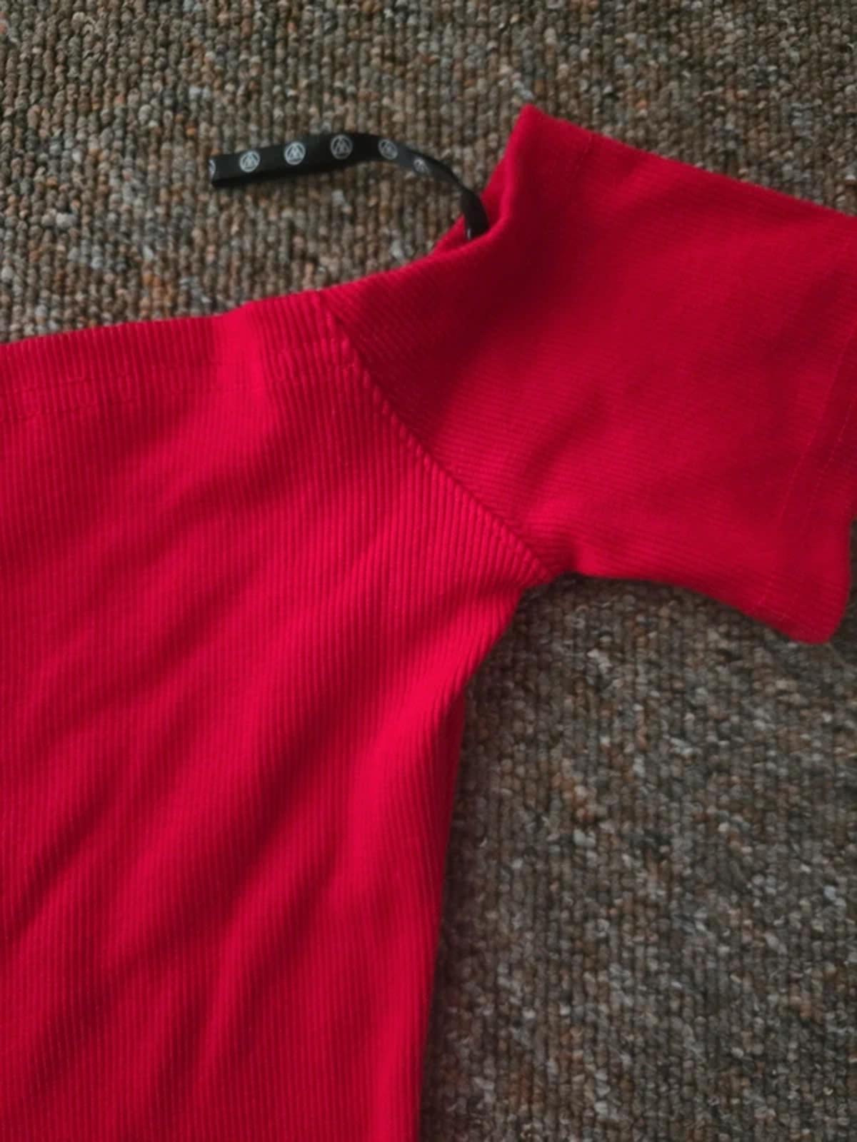 BNWT Missguided Red popper front ribbed strapless dress, bardot, jersey size 6