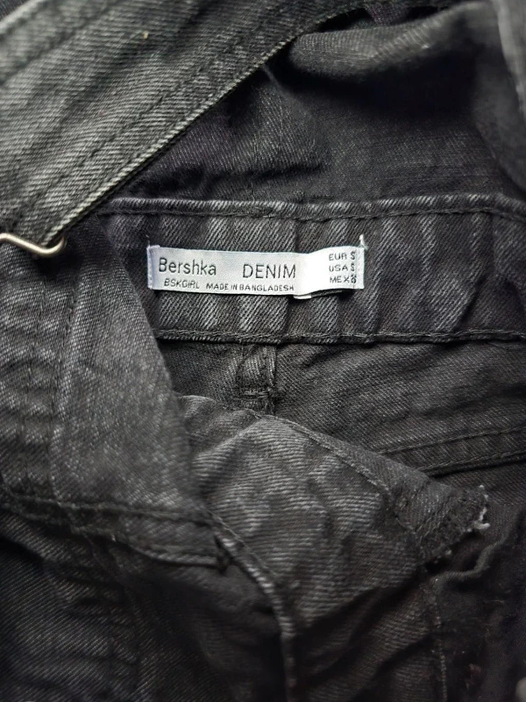 Berksha black denim dungarees playsuit, distressed denim, size S