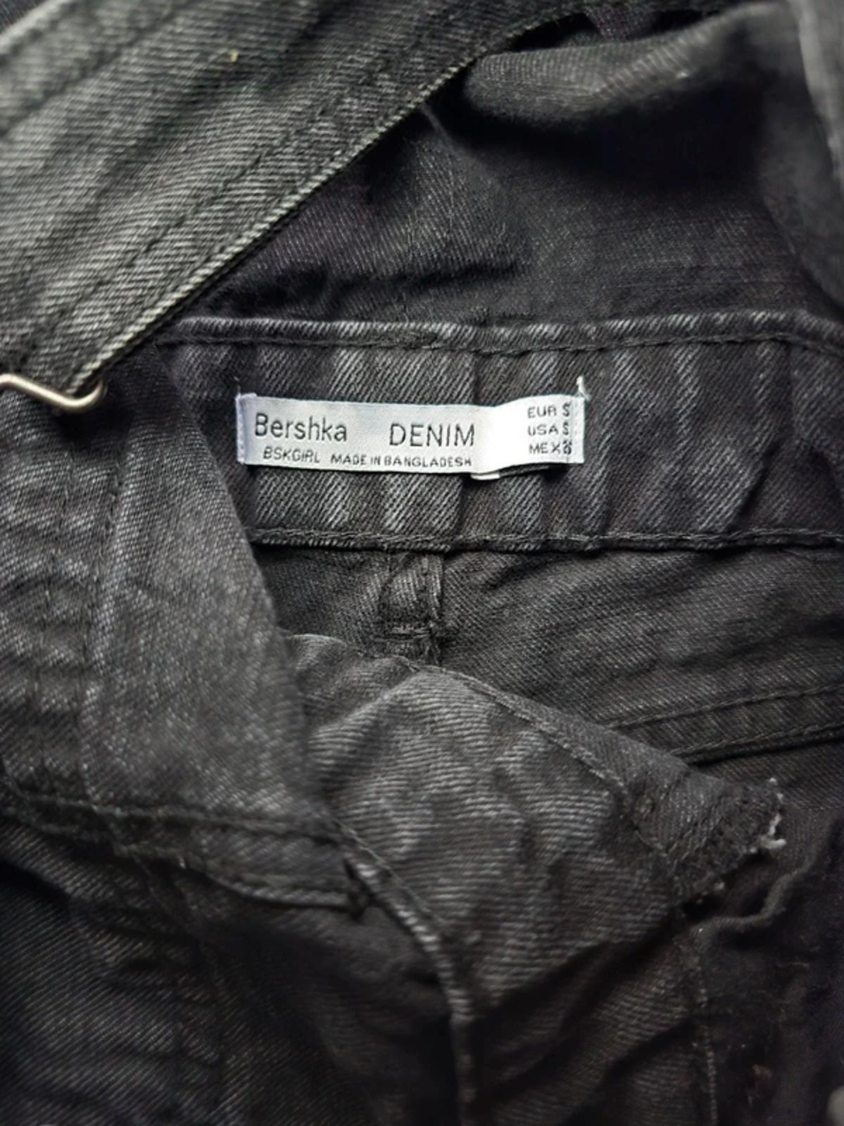 Berksha black denim dungarees playsuit, distressed denim, size S