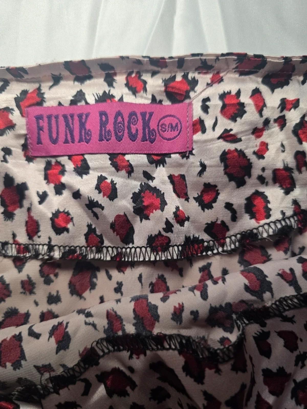 Funk Rock animal print and pencil skirt dress, satin style top, size S, retro