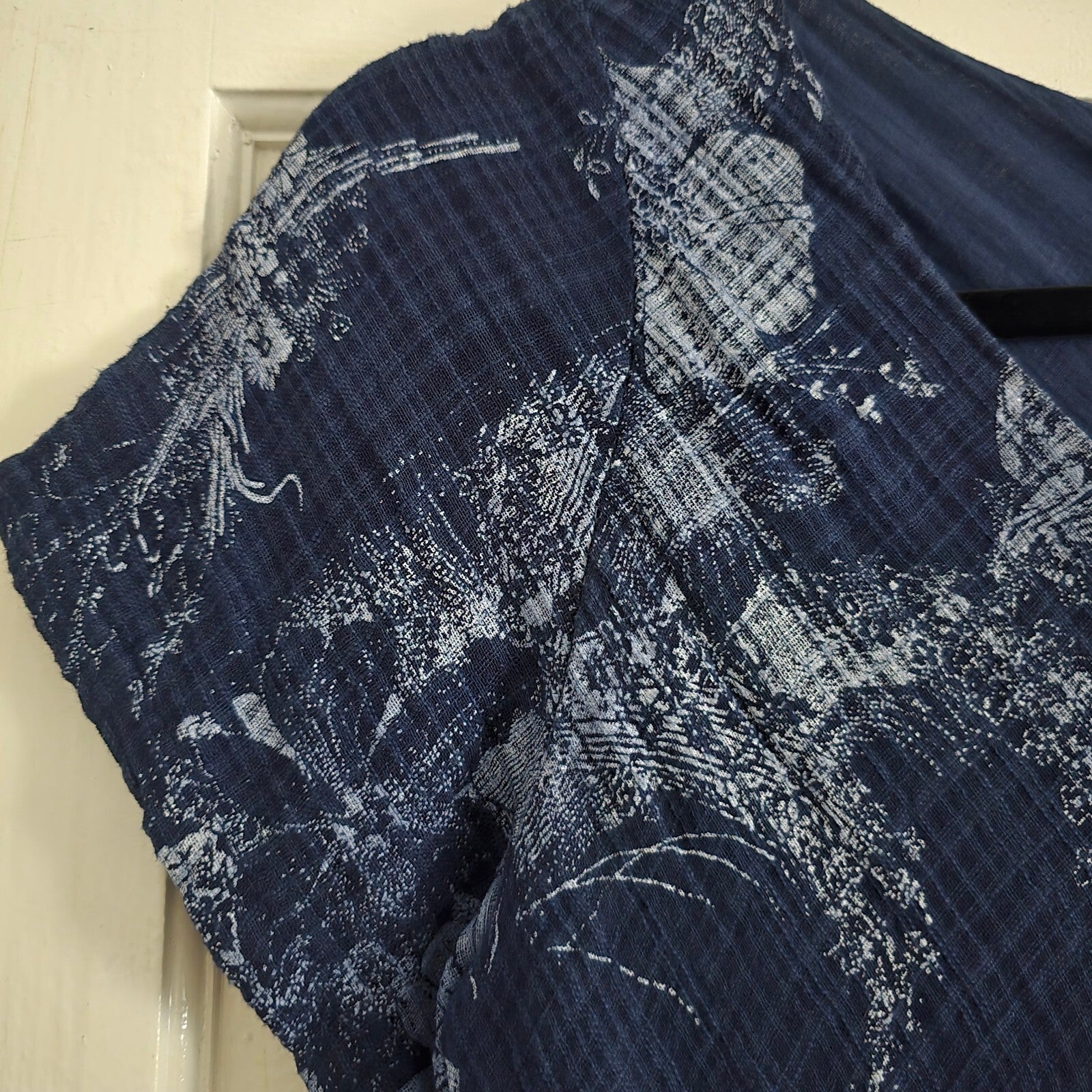 Nina Murati Navy Blue Floral Cotton Midi Dress Size S y2k