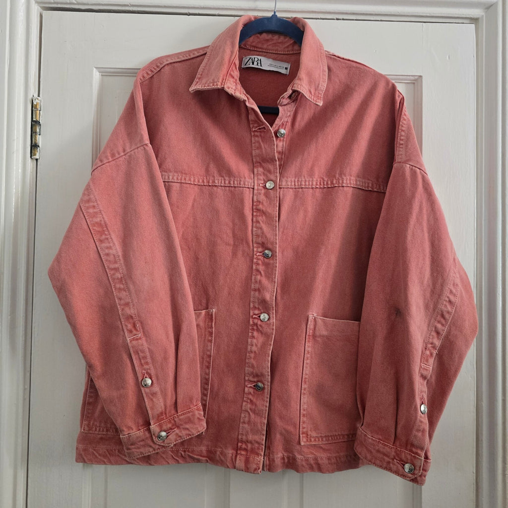Zara Oversized Pink Denim Jacket, boxy, relaxed, sold out, size L