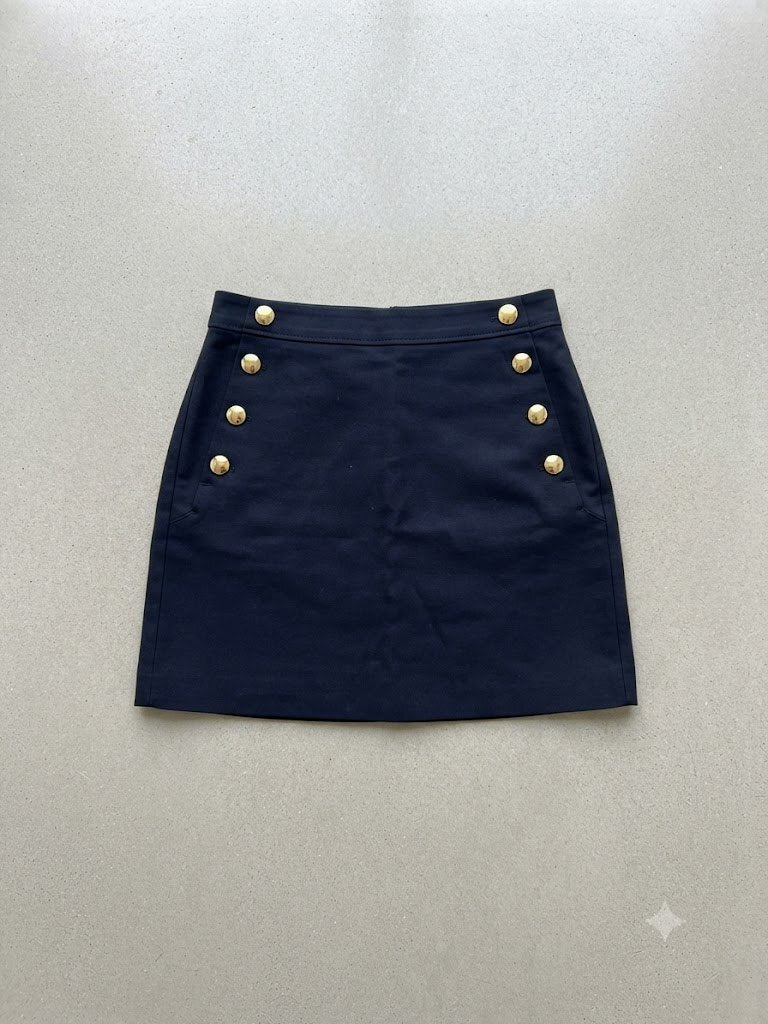 J.Crew Navy Blue Mini Skirt with Gold Buttons Size 2 (size 6/8)