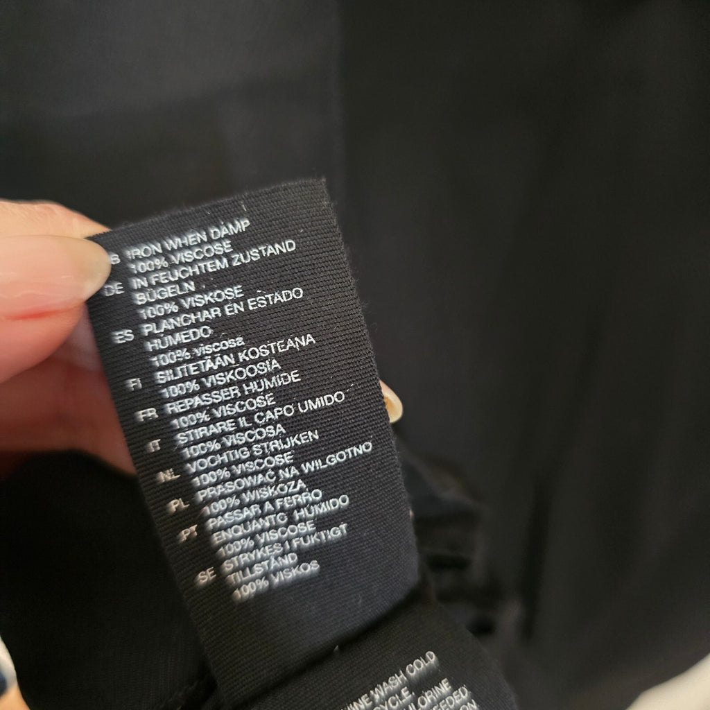 & Other Stories Black Viscose Dress with Gold Zipper Back Detail, size 10