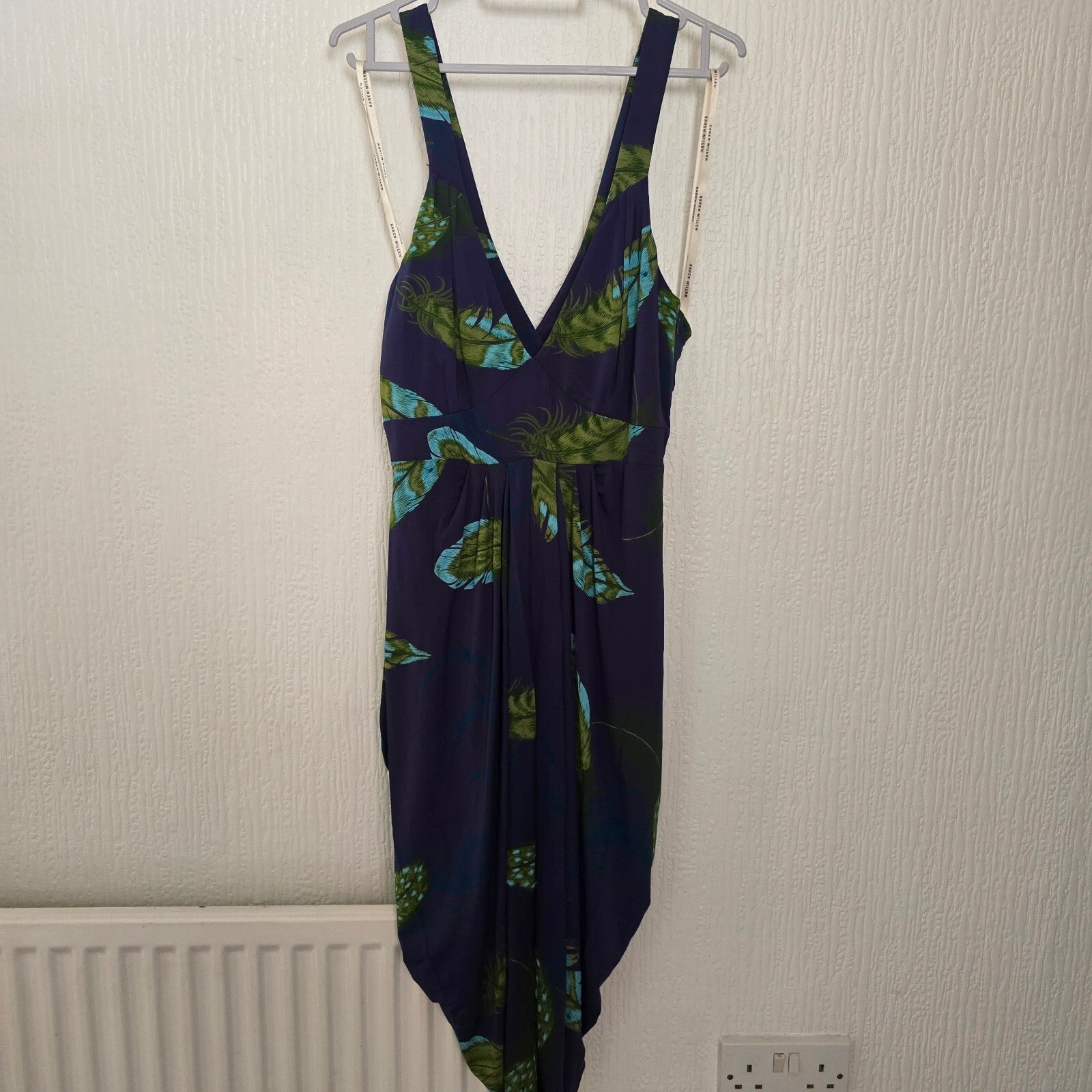 Karen Millen Floral Print Purple Viscose Dress UK 10