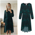 IZABEL London Green and Brown Animal Print Long Sleeve Dip Hem Dress size 12