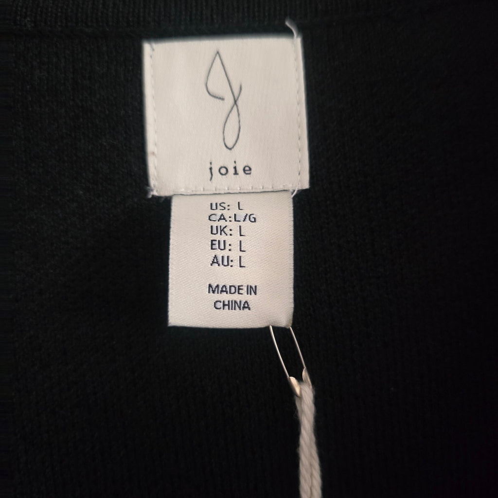 Joie Black Short Sleeve Knit Sweater Top Size L, BNWT, Thin Knit, Collar