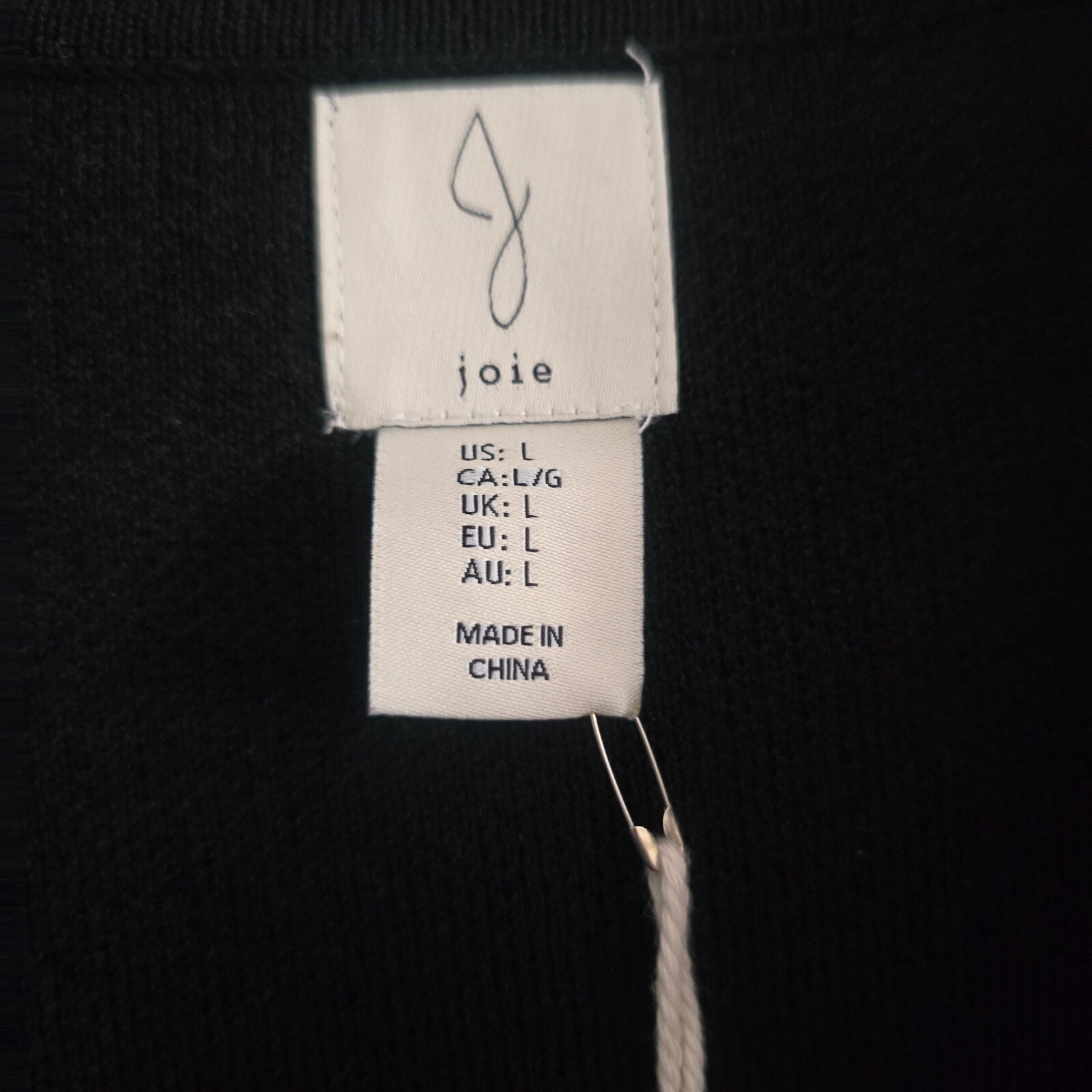 Joie Black Short Sleeve Knit Sweater Top Size L, BNWT, Thin Knit, Collar