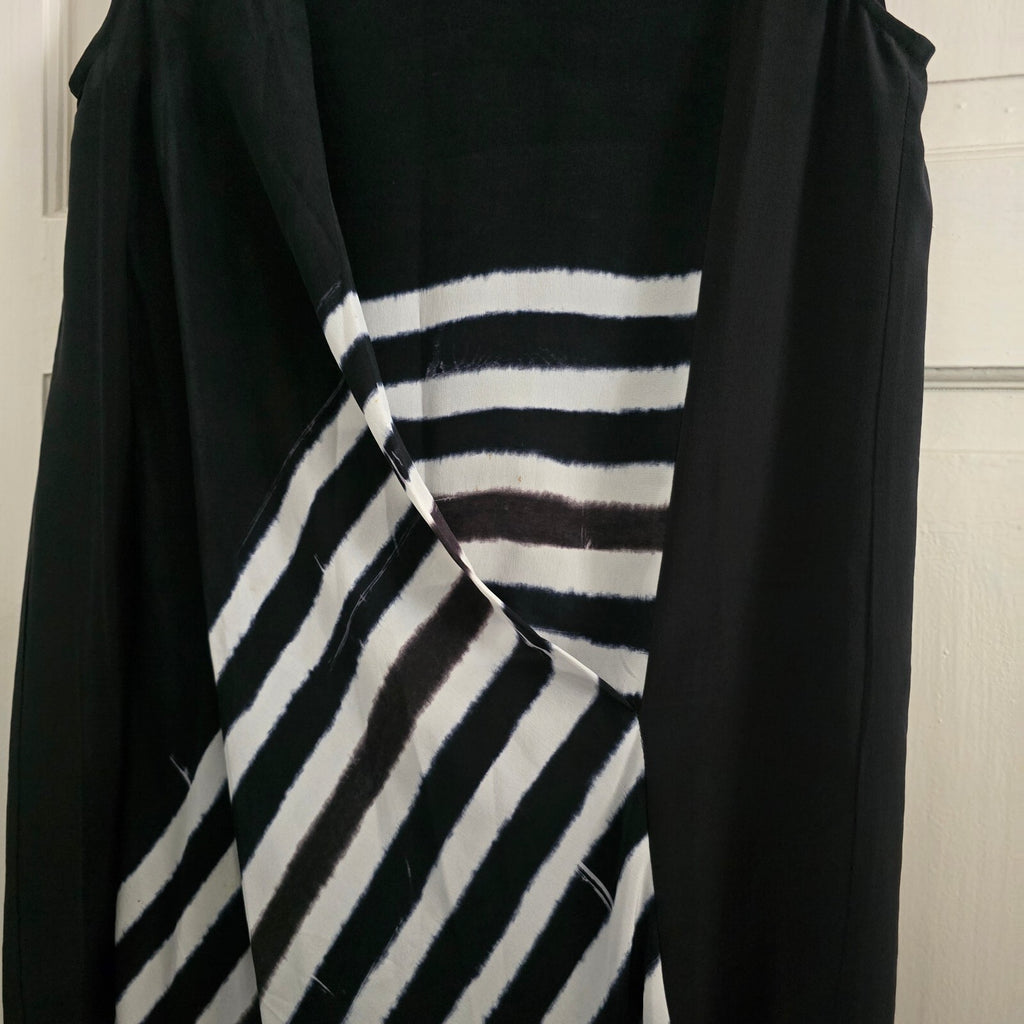 AllSaints Air Lyde Black and White 100% Silk Dress UK 12, drape, soft, relaxed