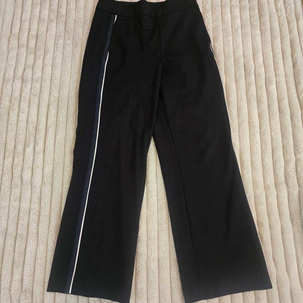 Whistles Black Wide Leg Trousers with Side Stripe UK 12, high waisted, formal