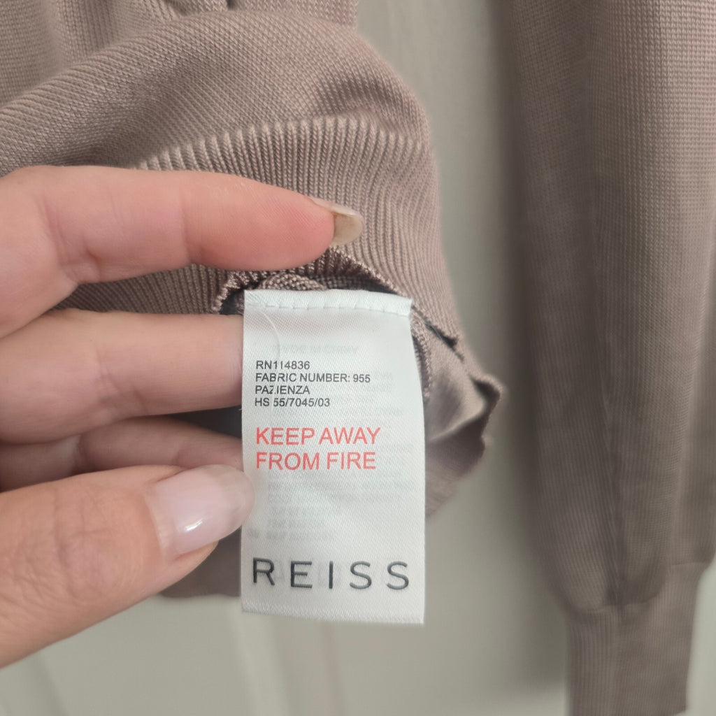 Reiss Women's Beige Viscose Blend Jumper with Keyhole Detail, size M, luxury