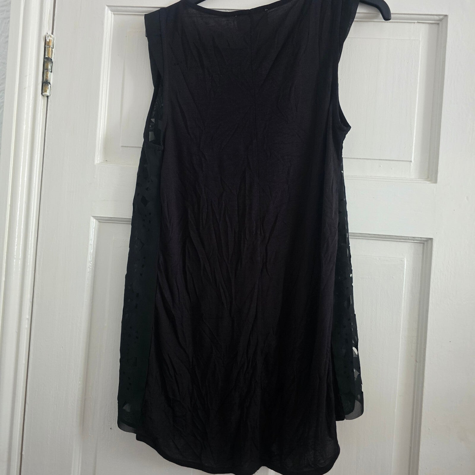 Zara Collection Black Sleeveless Cutout Overlay Tunic Top, size M