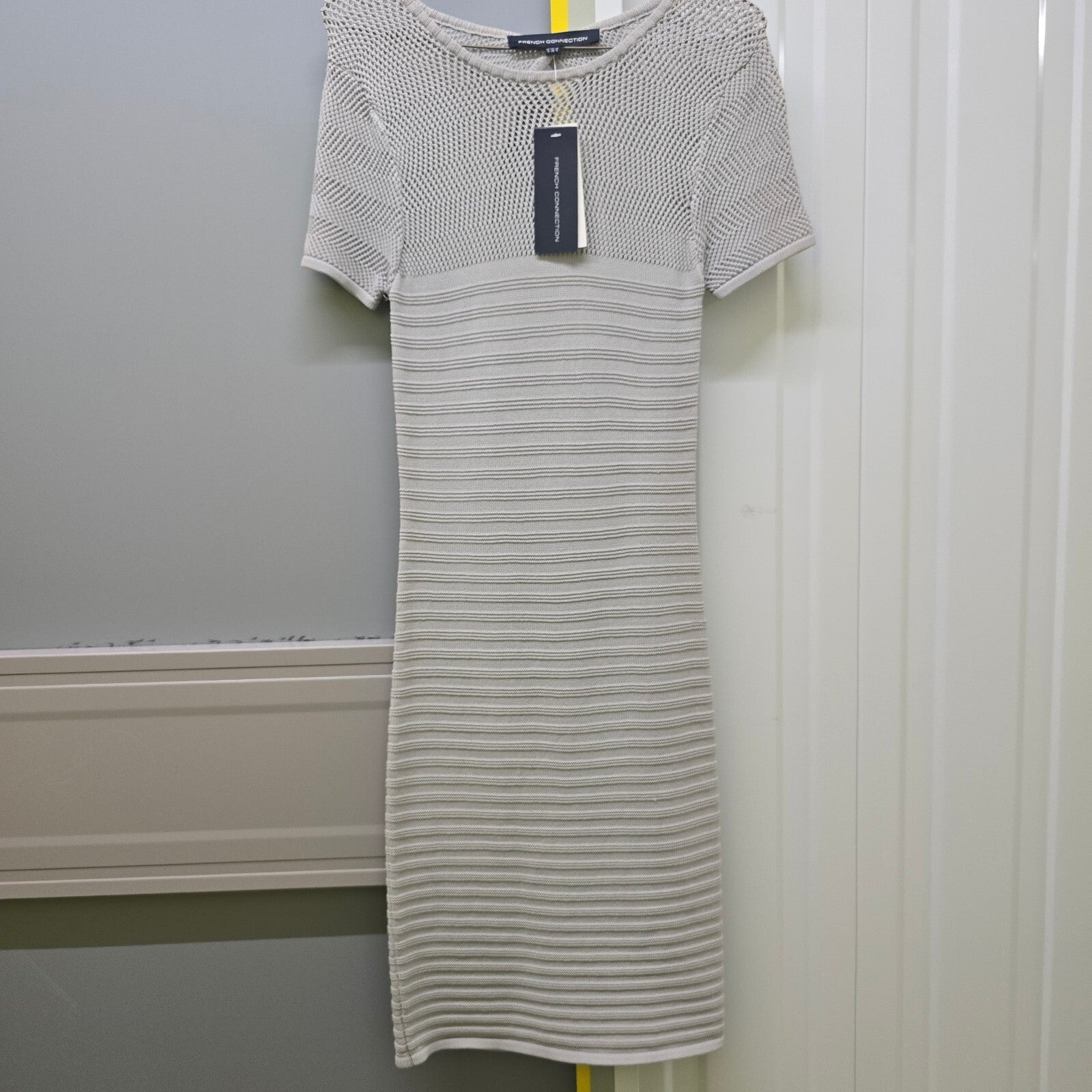 French Connection Danni Cruise Grey Knit Bodycon Dress Size 10, BNWT