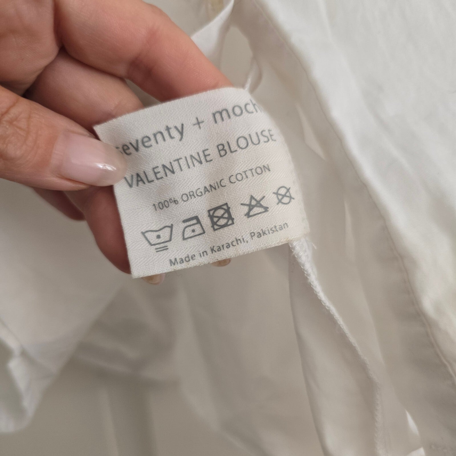 Seventy + Mochi Valentine Blouse White Organic Cotton Size 12, frill collar