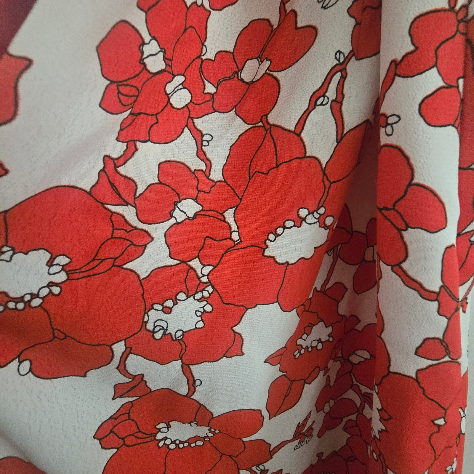 Topshop Red Floral Wrap Dress with Ruffle Detail and Tie Waist, UK 10
