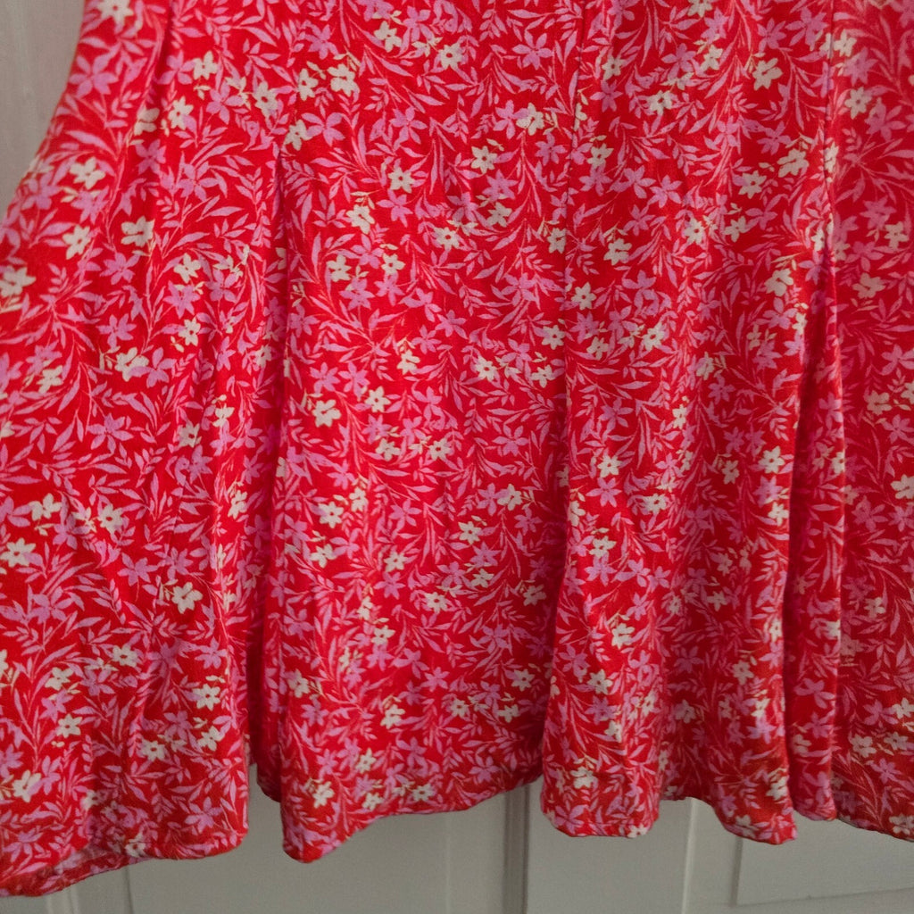 ZARA Red Floral Ruffle Strap Summer Mini Dress XS, cute, holiday, summer