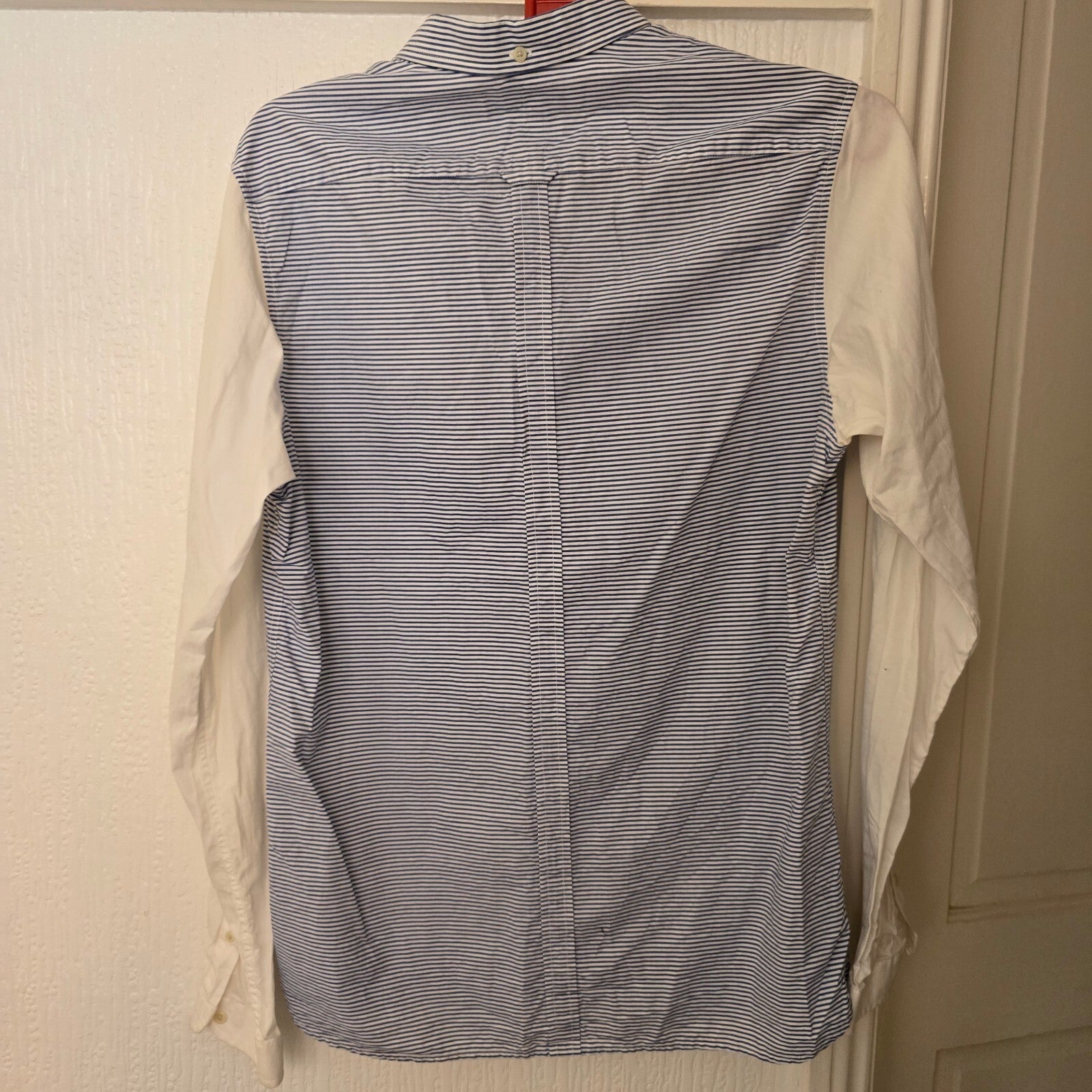 Fred Perry Men's Button-Down Shirt with Blue Stripes White Sleeves, Slim Fit, M