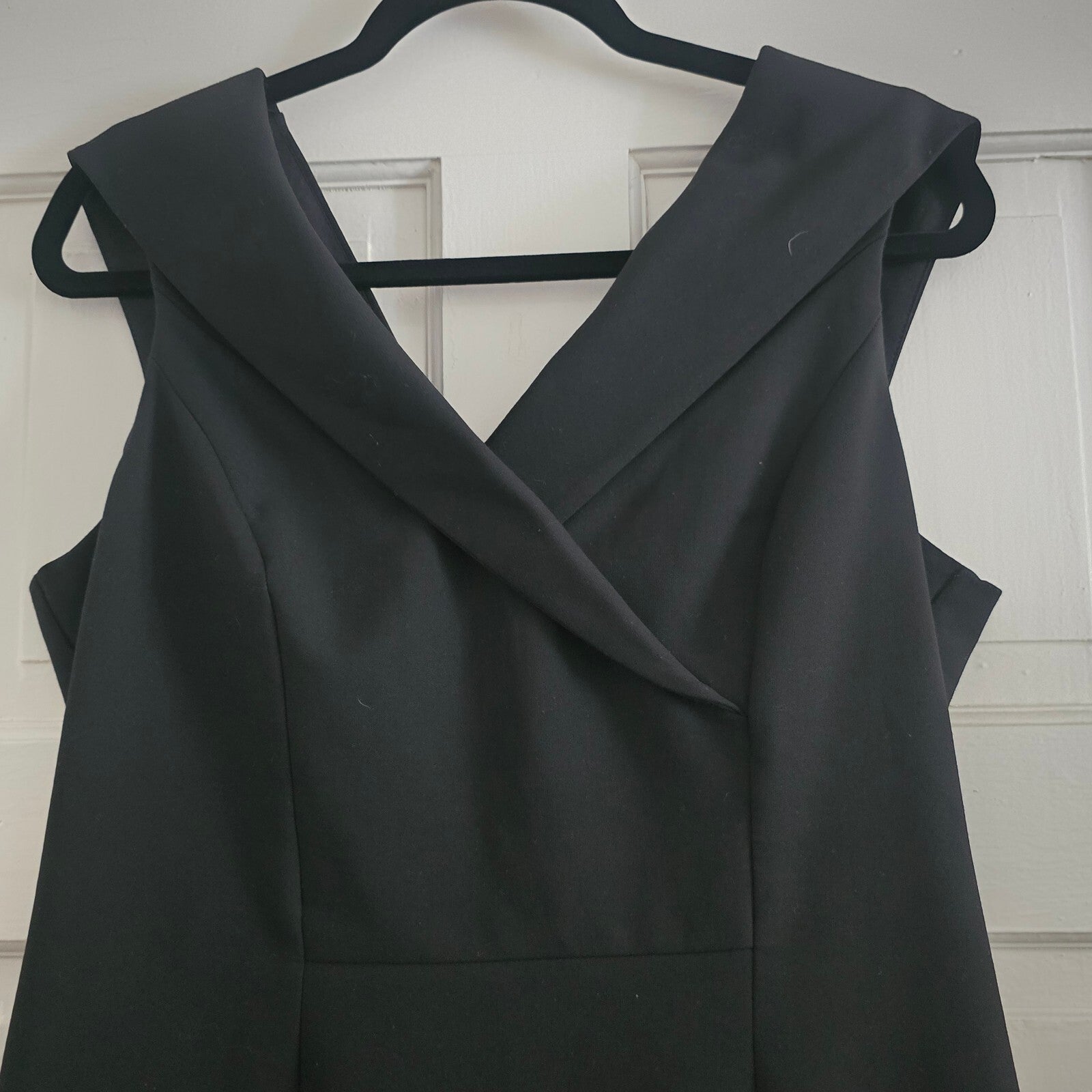 M&S Collection Black Sleeveless V-Neck Formal Business Tailored Midi Dress UK 14