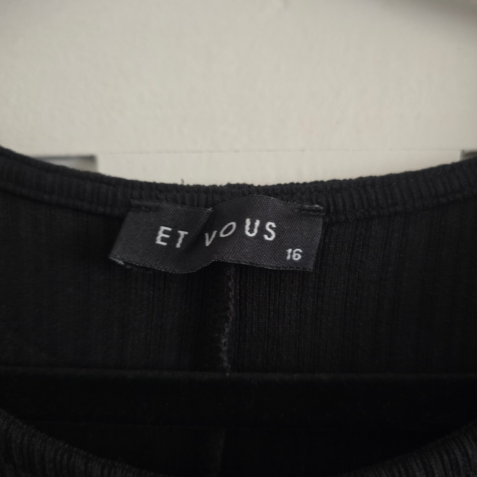 ET VOUS Black Ribbed Short Sleeve Maxi Dress Size 16