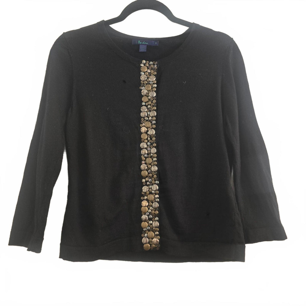 Boden Women's Black Wool Embellished Cardigan Size 12