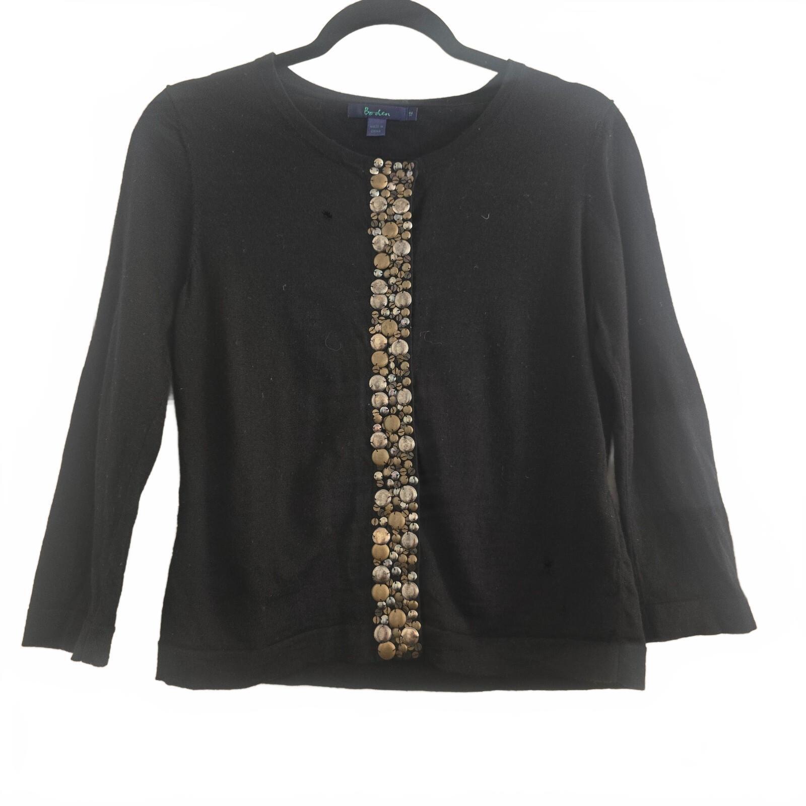Boden Women's Black Wool Embellished Cardigan Size 12