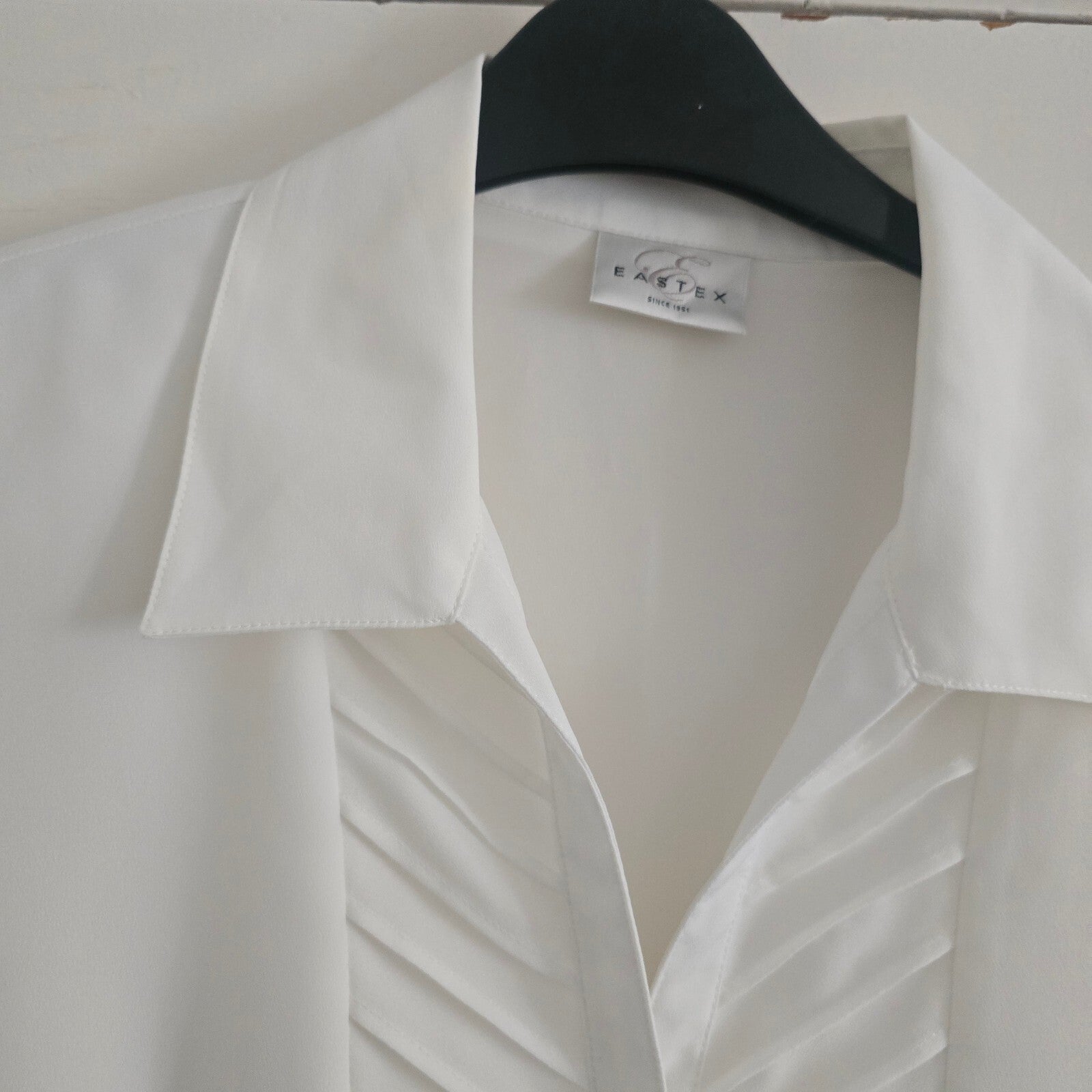 Eastex White Pleated Front Blouse Shirt UK 12 EU 38 100% Polyester
