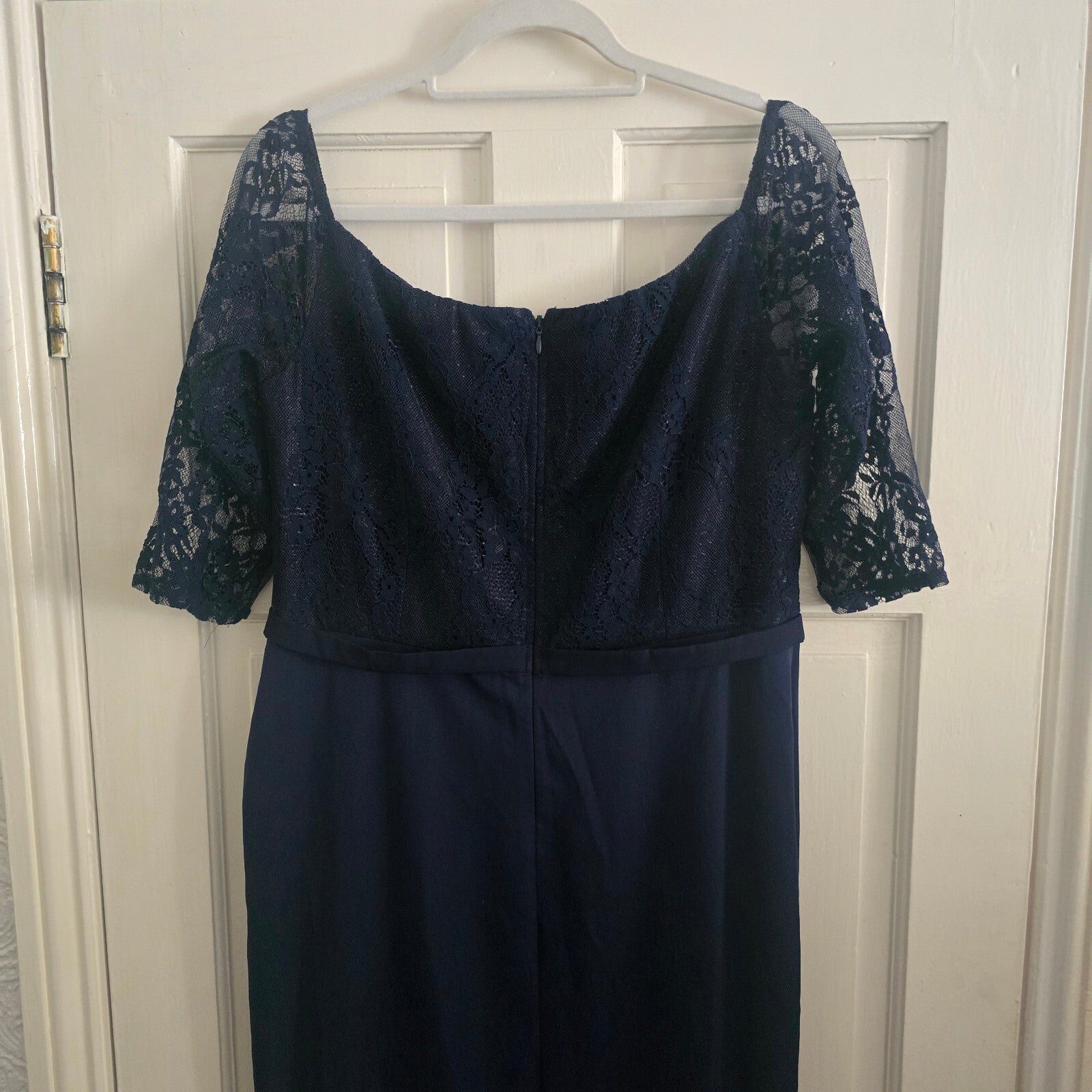 Little Mistress Navy Lace Evening Dress with Half Sleeves, BNWT, size 16
