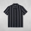 Zara Mens Black and White Vertical Stripe Short Sleeve Shirt Size S