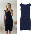 Connected Apparel Navy Blue Sleeveless Ruched Dress  with drape Size 10