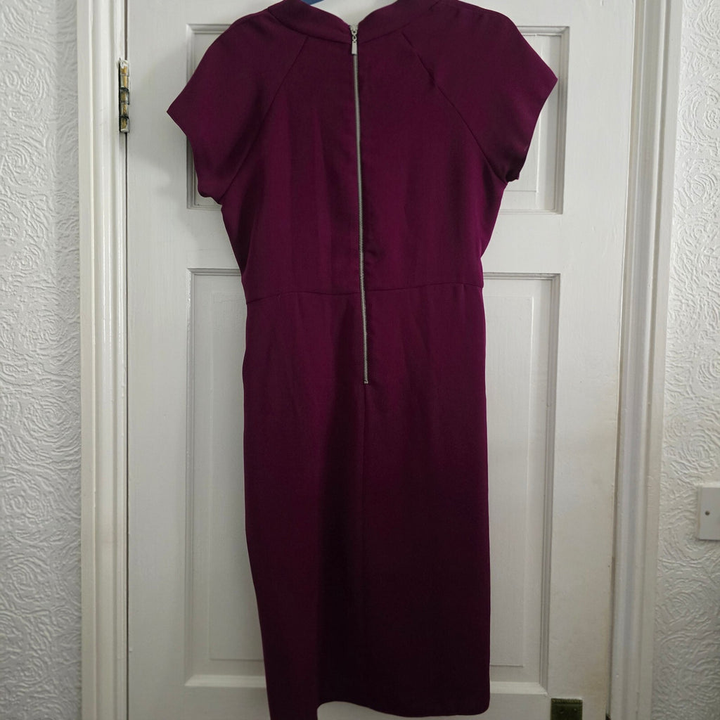 Elka Burgundy Dress with Draped Detail and Back Zip, Size XL, BNWT