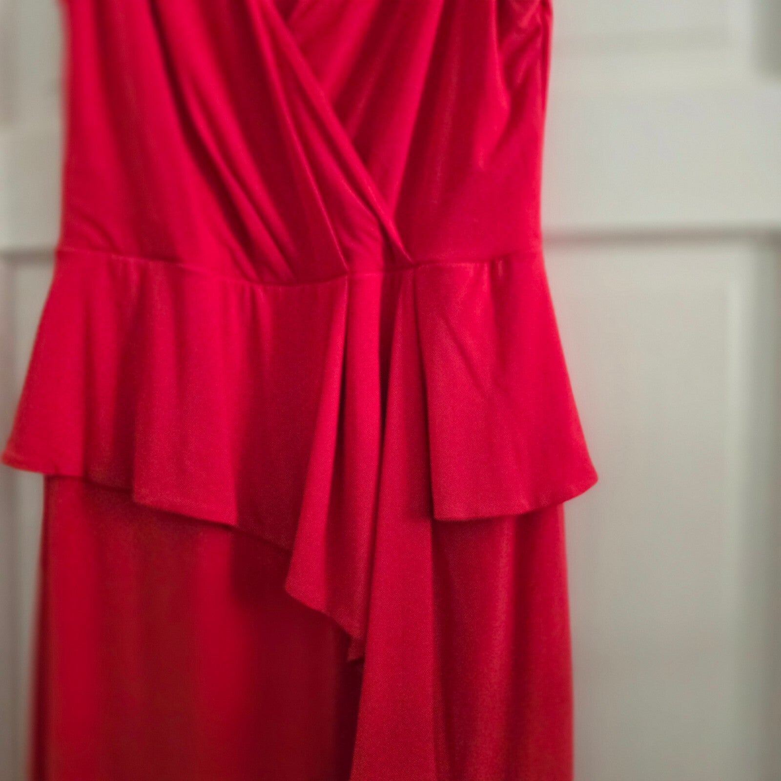 Monsoon Red Sleeveless Peplum Dress UK Size 12, BNWOT, V neck, Drape