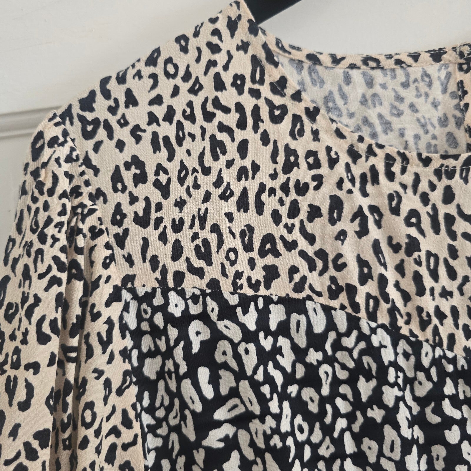 M&S Collection Leopard Print Midi Dress UK 14 Black Mix, relaxed fit