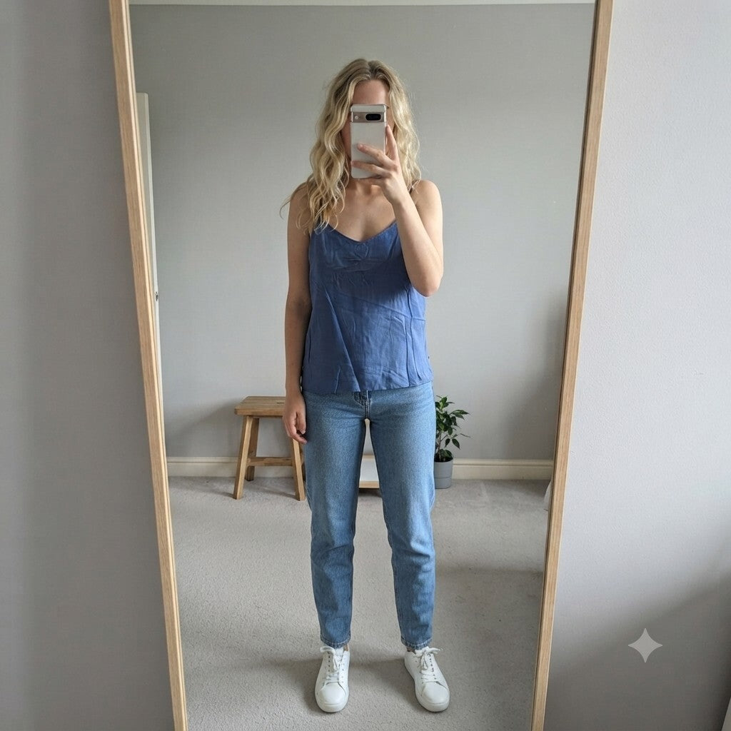IMI LOA Blue Silk Handmade Camisole Top Size 2 (Size S)
