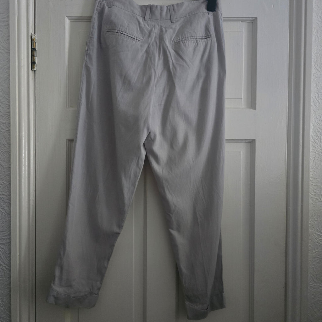 COS Light Grey Tapered Trousers with Hook and Zip Closure size 34 (UK8) turn ups