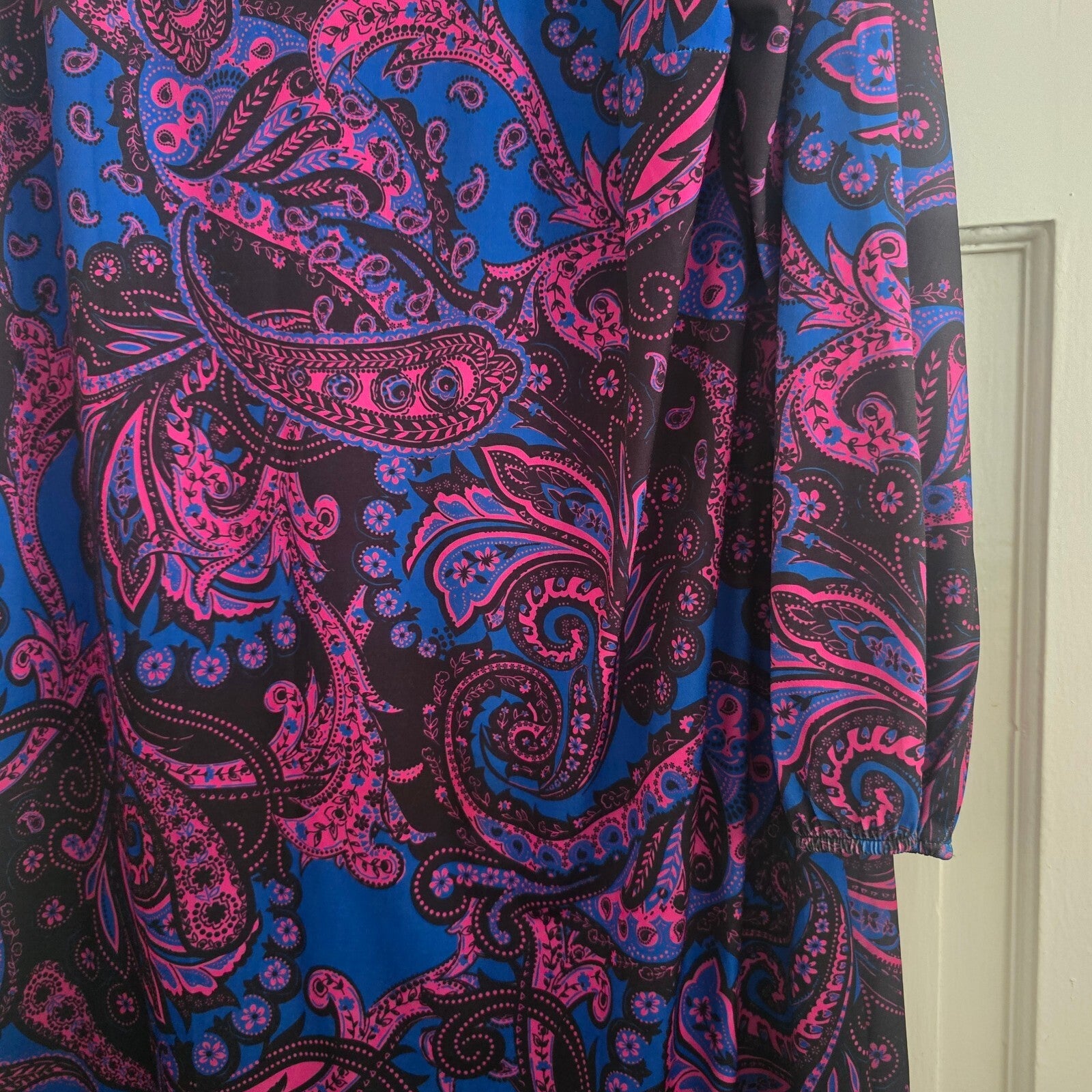 Roman Purple Women's Paisley Print Long Sleeve Dress Size 18