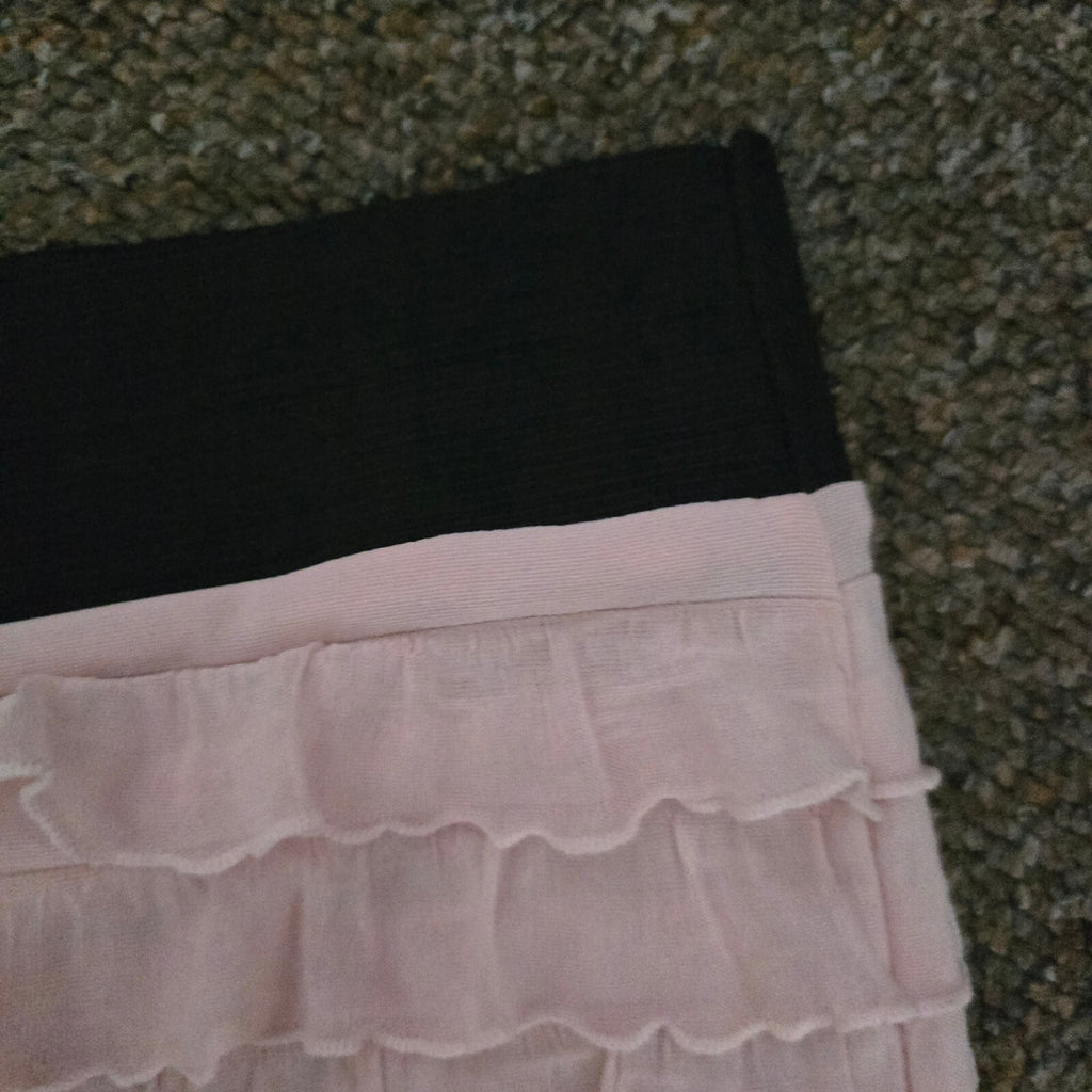 River Island Pink Ruffle Mini Skirt with Black Waistband Size 10