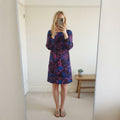 Roman Purple Women's Paisley Print Long Sleeve Dress Size 18