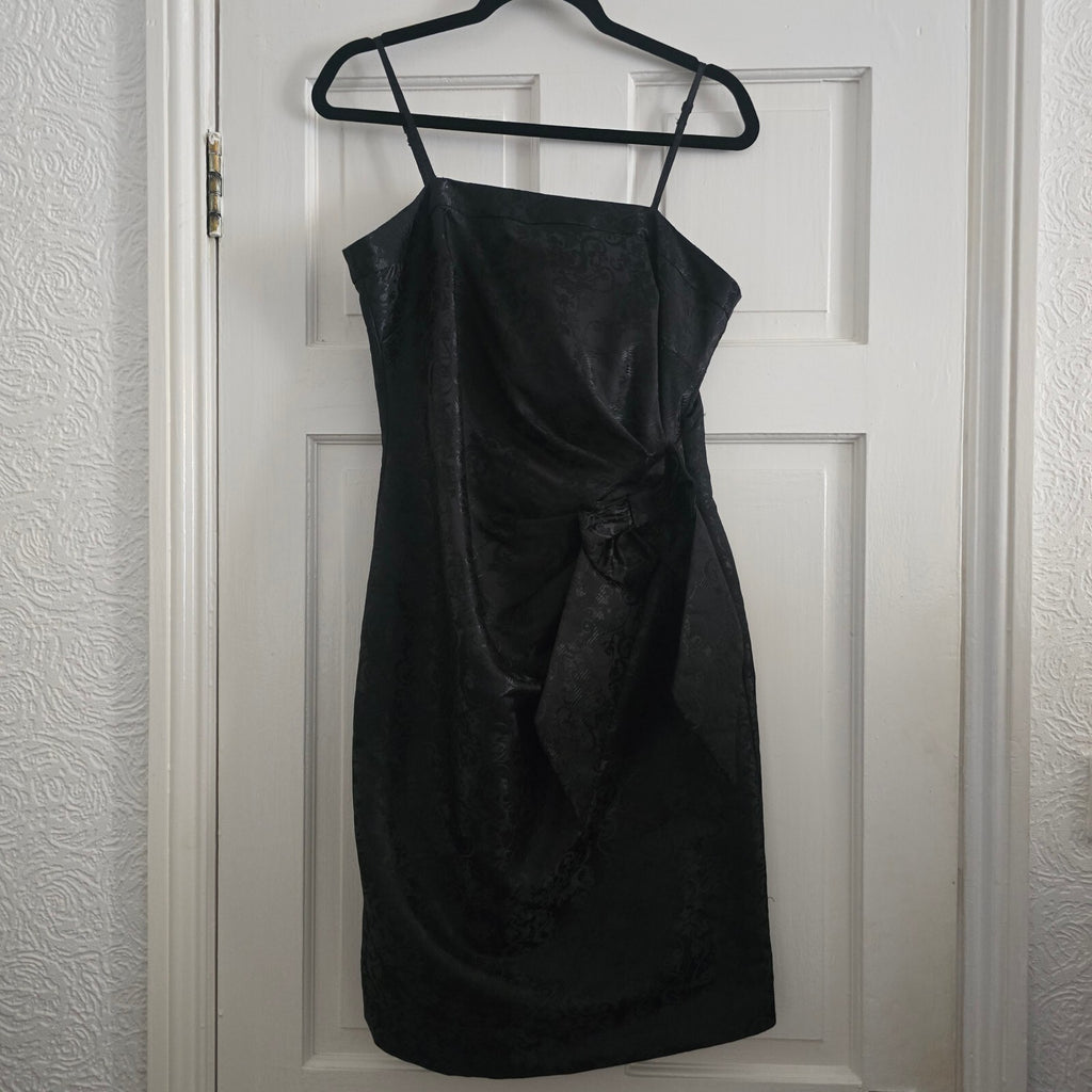 Marks & Spencer Autograph Black Jacquard Spaghetti Strap Dress UK 12, party glam