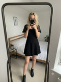 Zara Woman Black Lace and Solid Mini Dress, a line, skater, size M